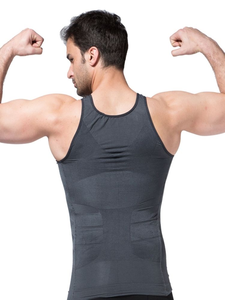 Solid Pustende Body Shaping Sportsvest Topp For Menn