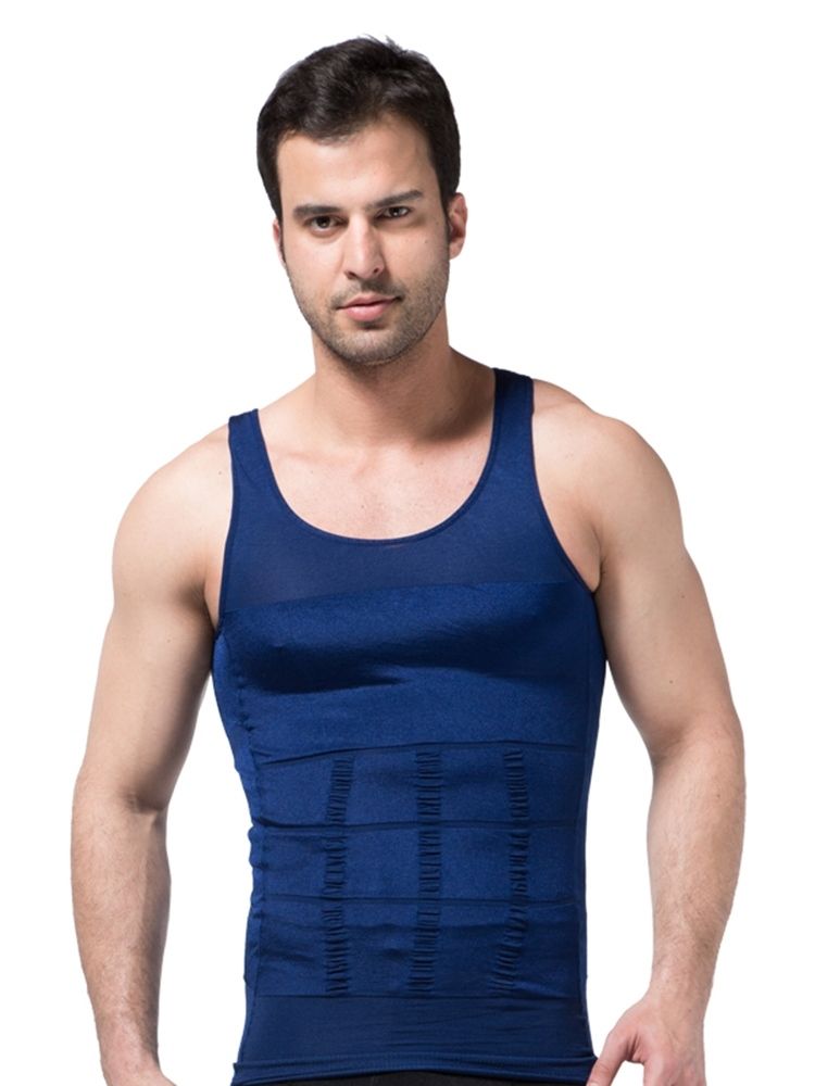 Solid Pustende Body Shaping Sportsvest Topp For Menn