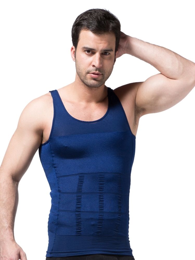 Solid Pustende Body Shaping Sportsvest Topp For Menn