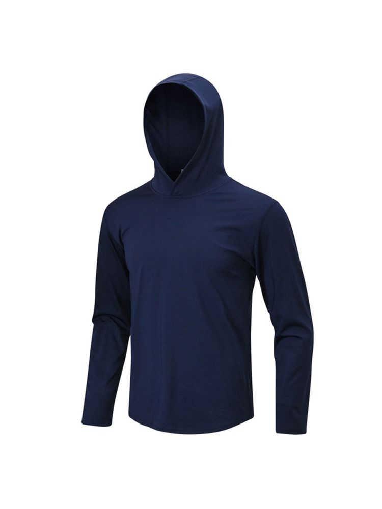 Solid Quick Dry Pullover Langermet Sport Topper Med Hette