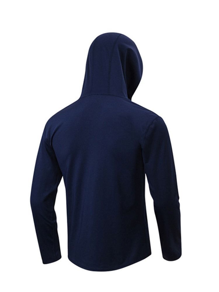 Solid Quick Dry Pullover Langermet Sport Topper Med Hette