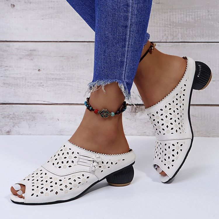 Chunky Heel Slip-On Flip Flop Dametøfler