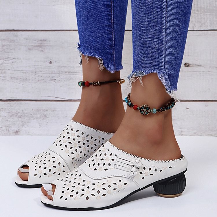 Chunky Heel Slip-On Flip Flop Dametøfler