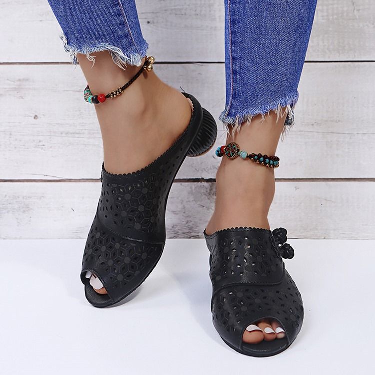 Chunky Heel Slip-On Flip Flop Dametøfler