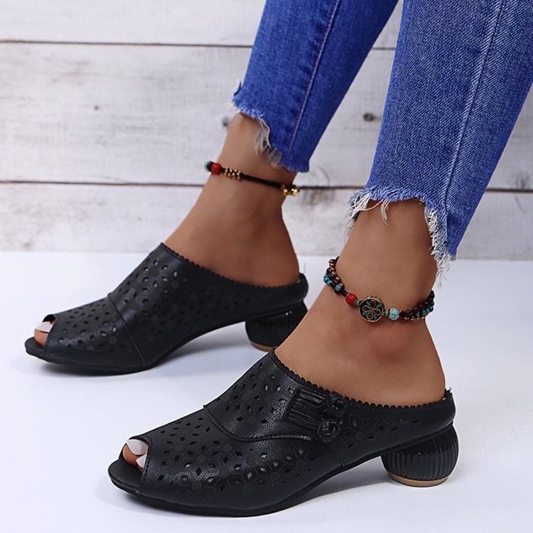 Chunky Heel Slip-On Flip Flop Dametøfler