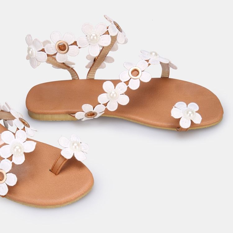 Floral Tåring Slip-On Flate Sandaler For Kvinner