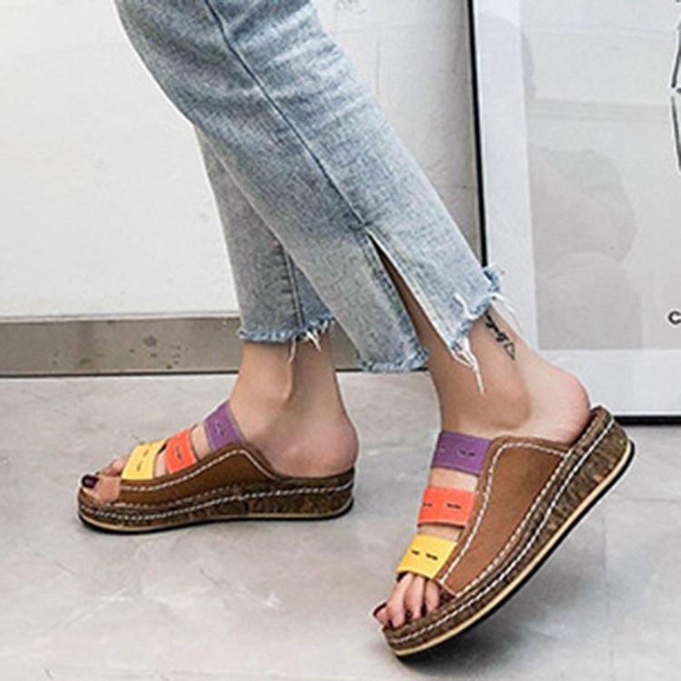 Hule Flip Flop Slip-On Color Block Tøfler