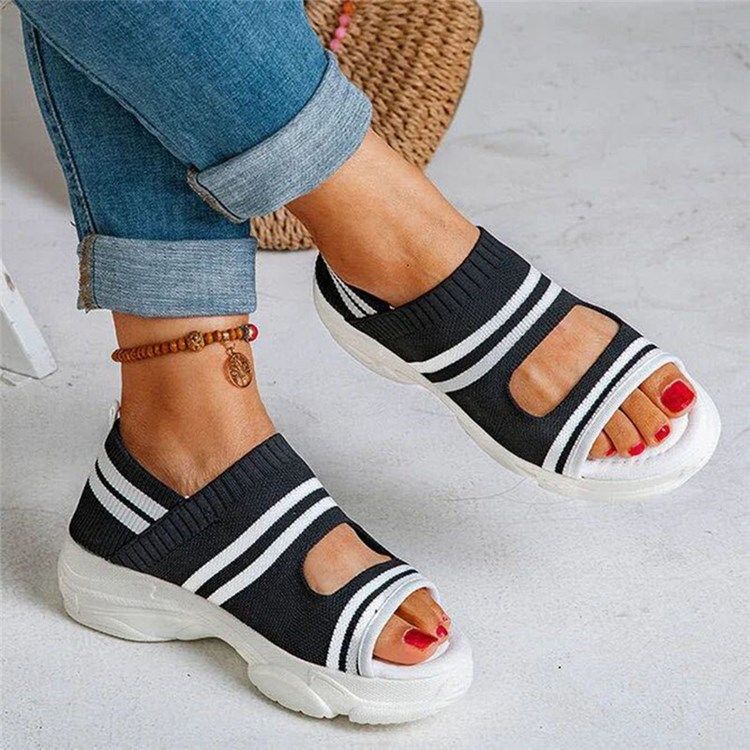 Slip-On Peep Toe Casual Sandaler