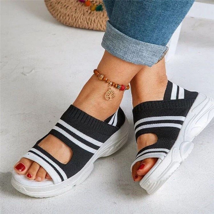 Slip-On Peep Toe Casual Sandaler