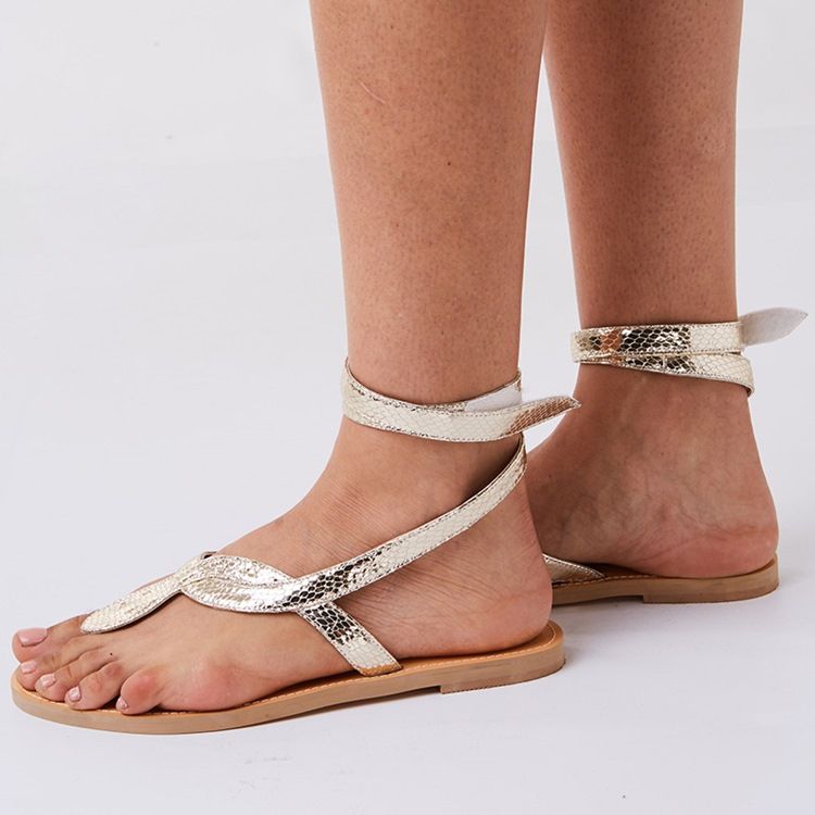 Snake Shape Cross Strap Thong Flat Sandaler