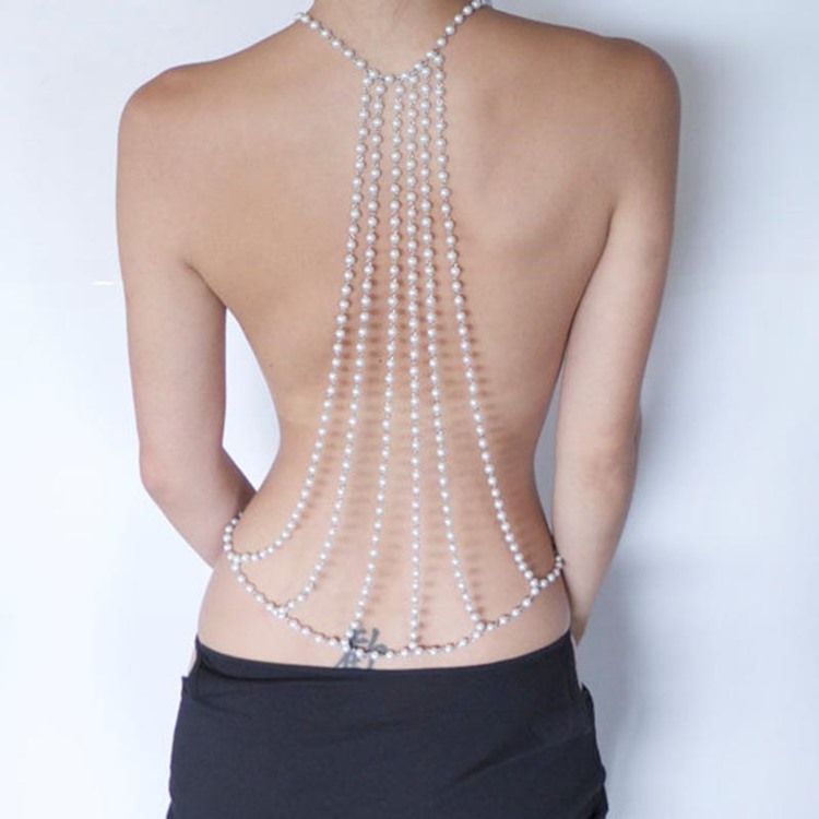 Forlokkende Håndlaget Pearl Tassel Body Chain