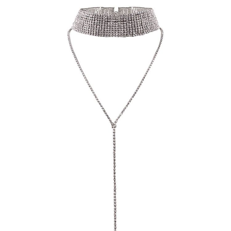 Glitrende Full Rhinestone Choker Halskjede