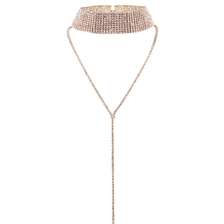 Glitrende Full Rhinestone Choker Halskjede