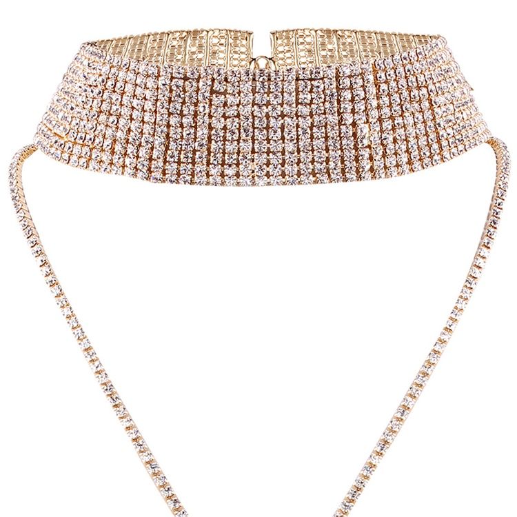 Glitrende Full Rhinestone Choker Halskjede