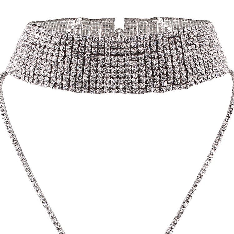 Glitrende Full Rhinestone Choker Halskjede