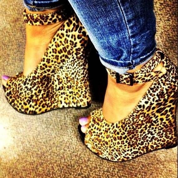 Leopardprint Peep-Toe Kile-Sandaler