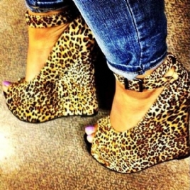 Leopardprint Peep-Toe Kile-Sandaler