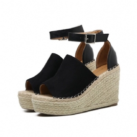 Spenne Peep Toe Platform Espadrille Wedge Sandaler