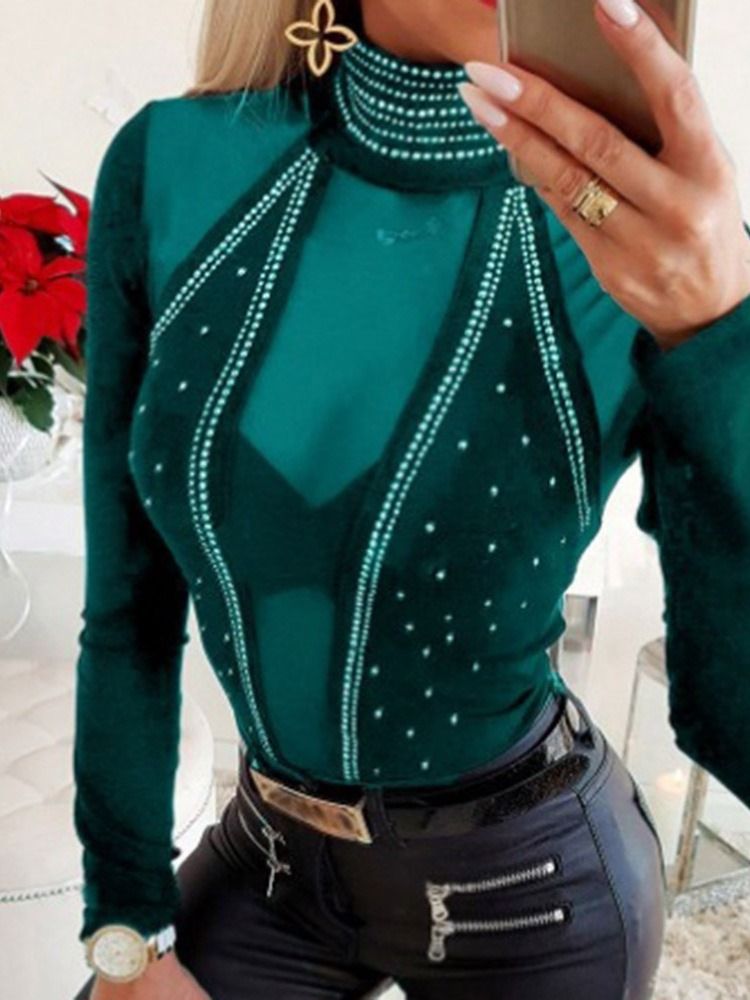 Diamond Langermet Standard Bluse Med Turtleneck