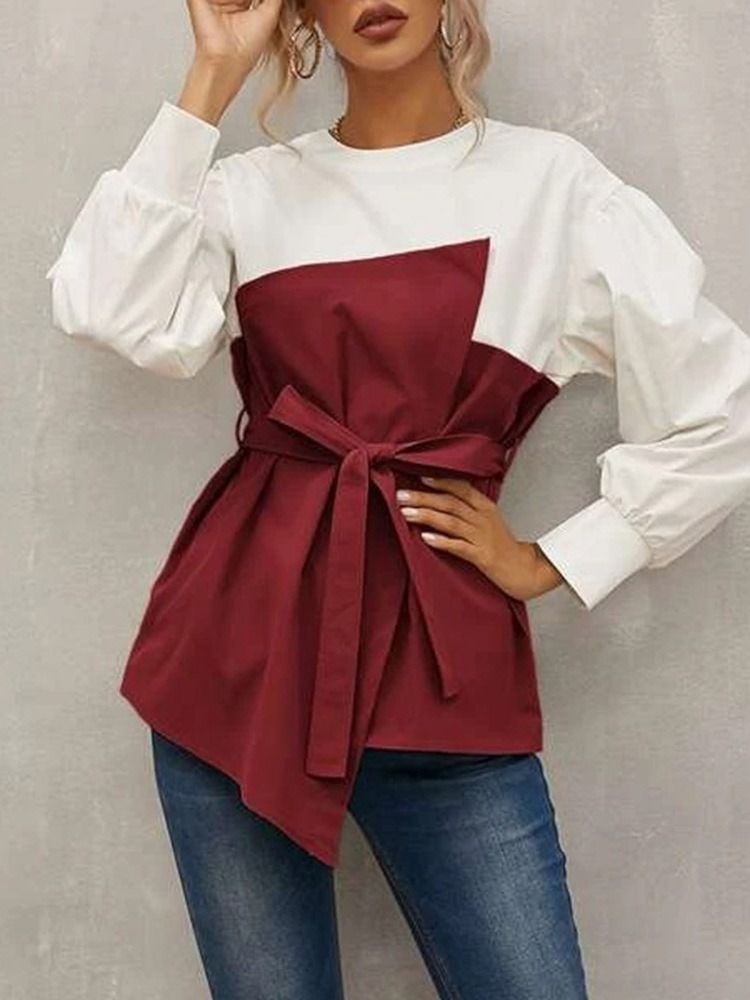 Lantern Sleeve Vanlig Langermet Standard Damebluse