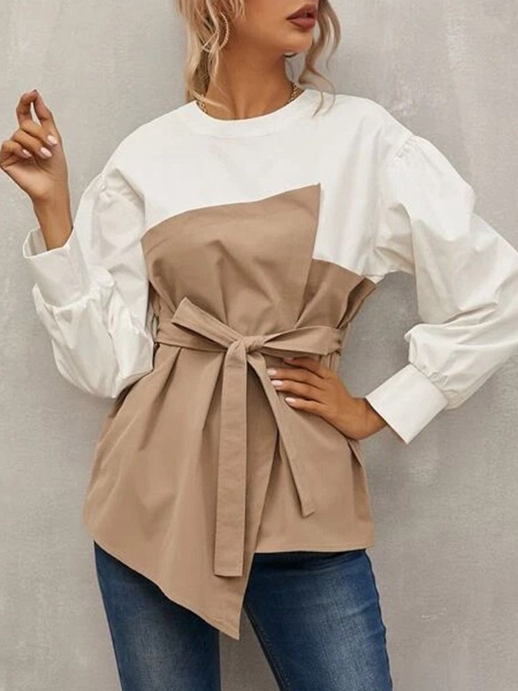 Lantern Sleeve Vanlig Langermet Standard Damebluse