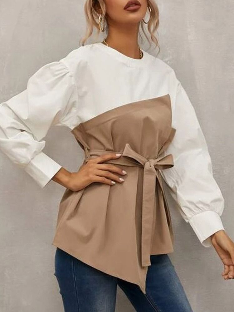 Lantern Sleeve Vanlig Langermet Standard Damebluse