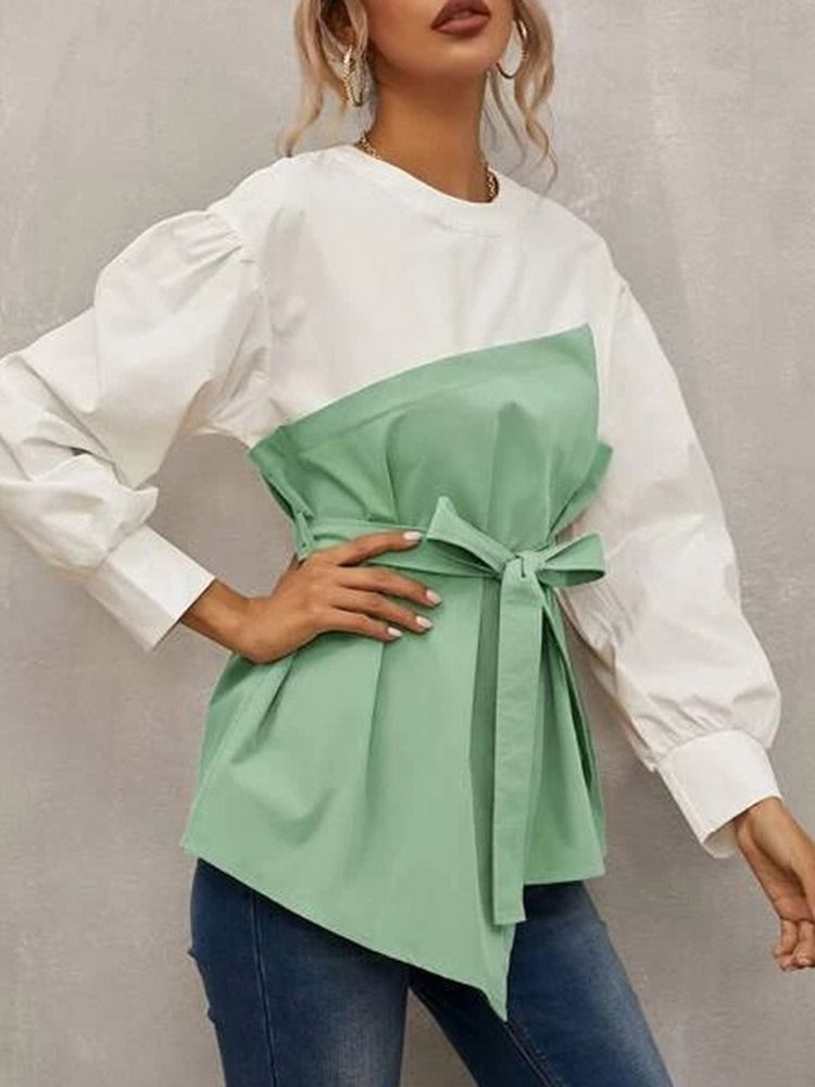 Lantern Sleeve Vanlig Langermet Standard Damebluse