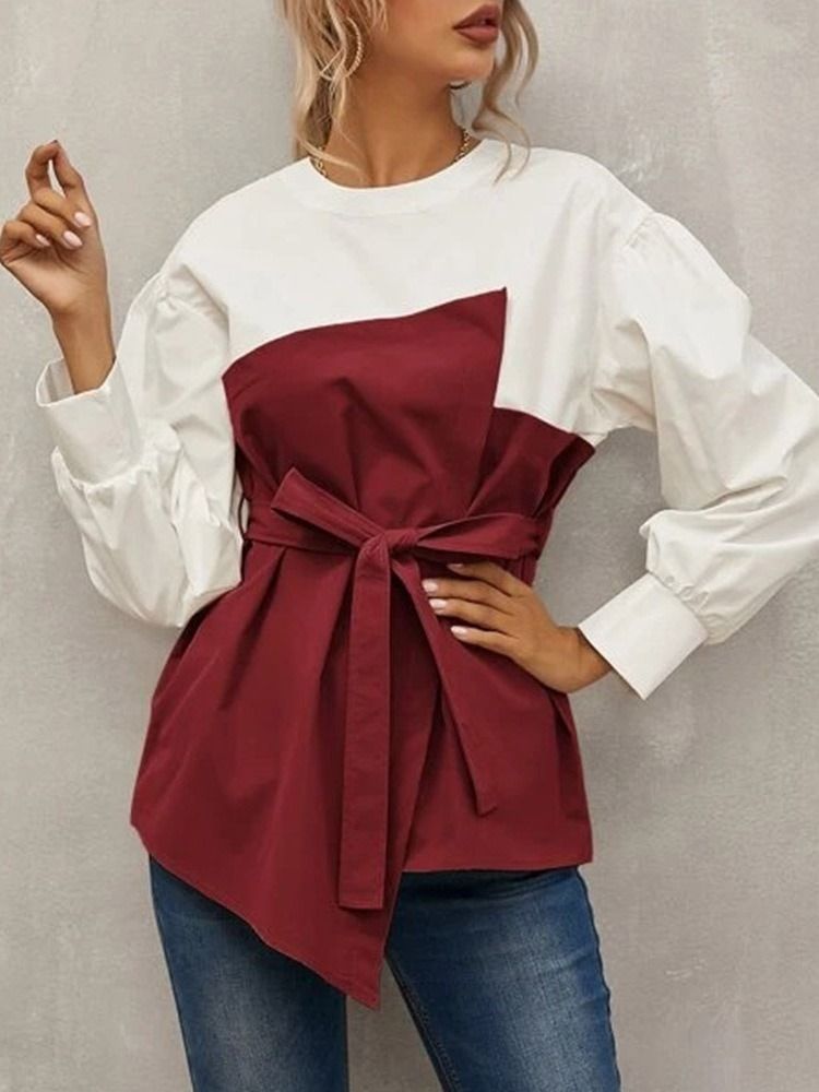 Lantern Sleeve Vanlig Langermet Standard Damebluse