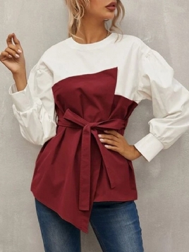 Lantern Sleeve Vanlig Langermet Standard Damebluse