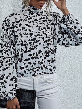 Leopard Regular Turtleneck Standard Langermet Damebluse