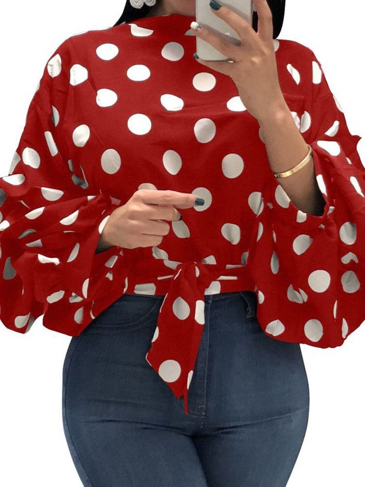 Polka Dots Blonder I Plussstørrelse Bluse