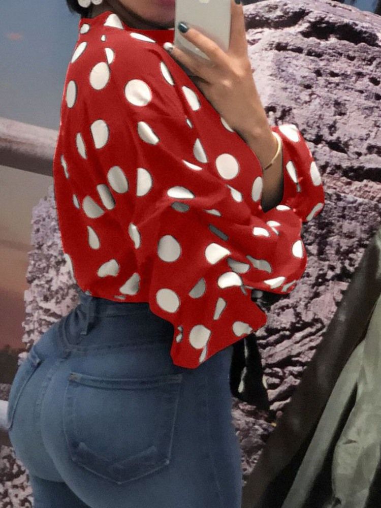 Polka Dots Blonder I Plussstørrelse Bluse