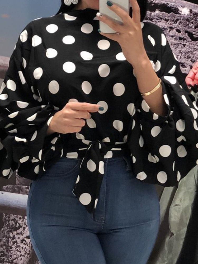 Polka Dots Blonder I Plussstørrelse Bluse