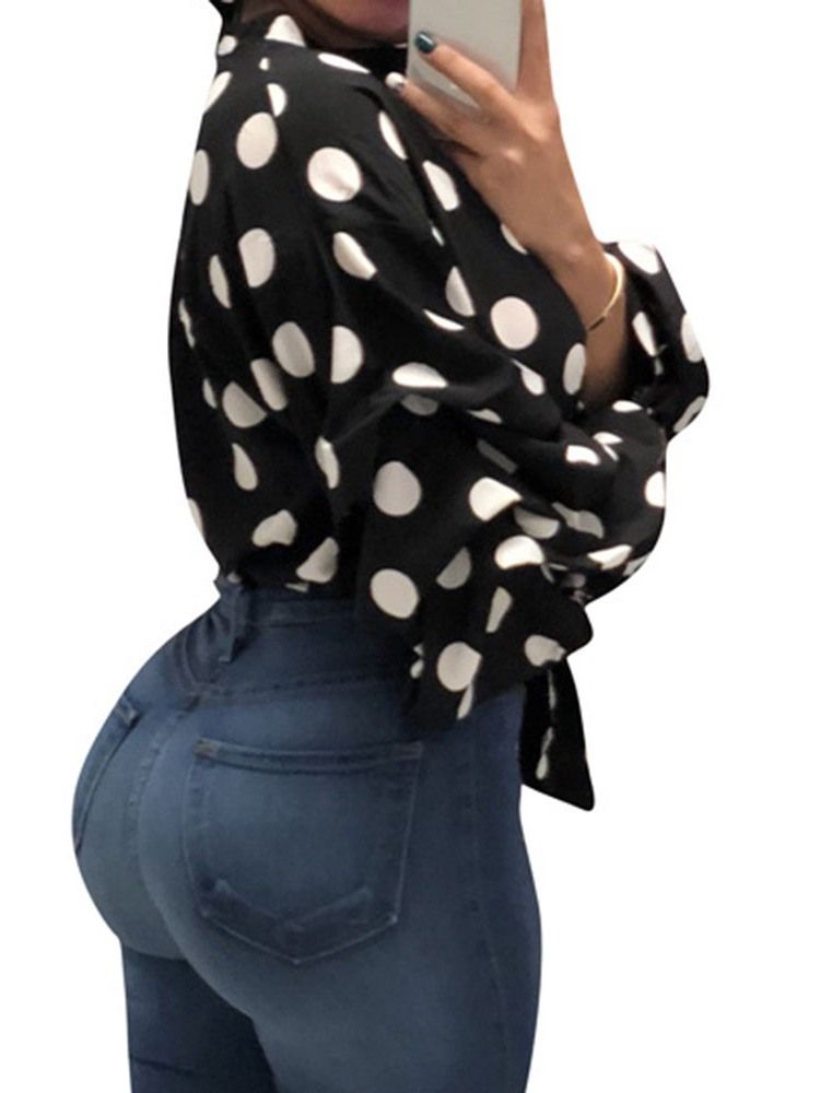 Polka Dots Blonder I Plussstørrelse Bluse