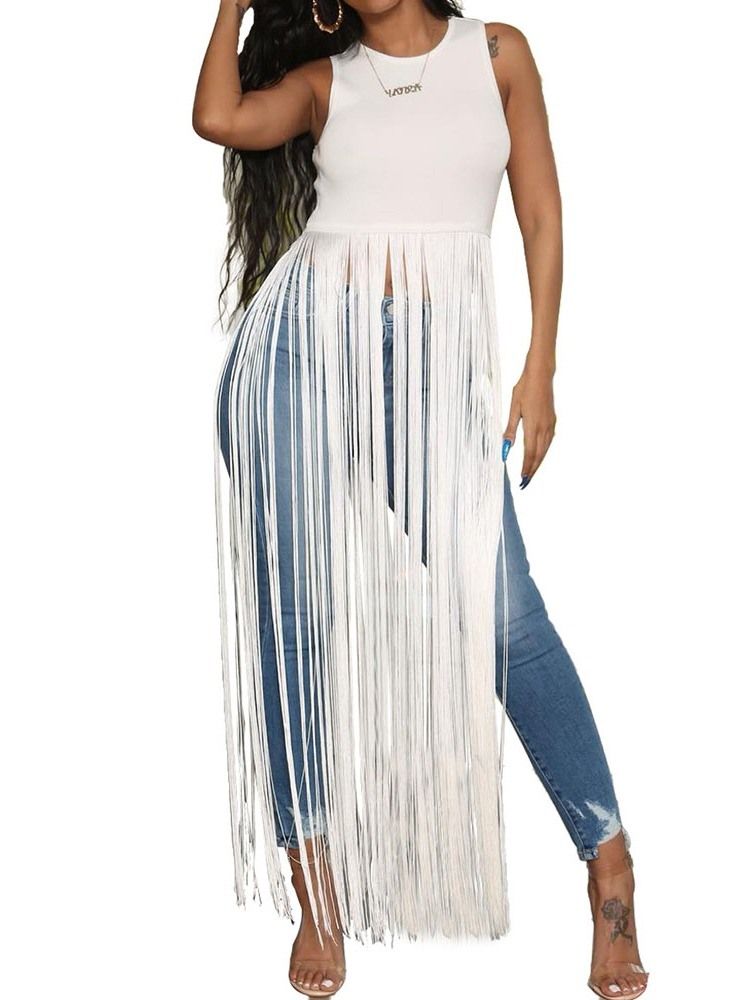 Polyester Summer Tassel Long Tank Top