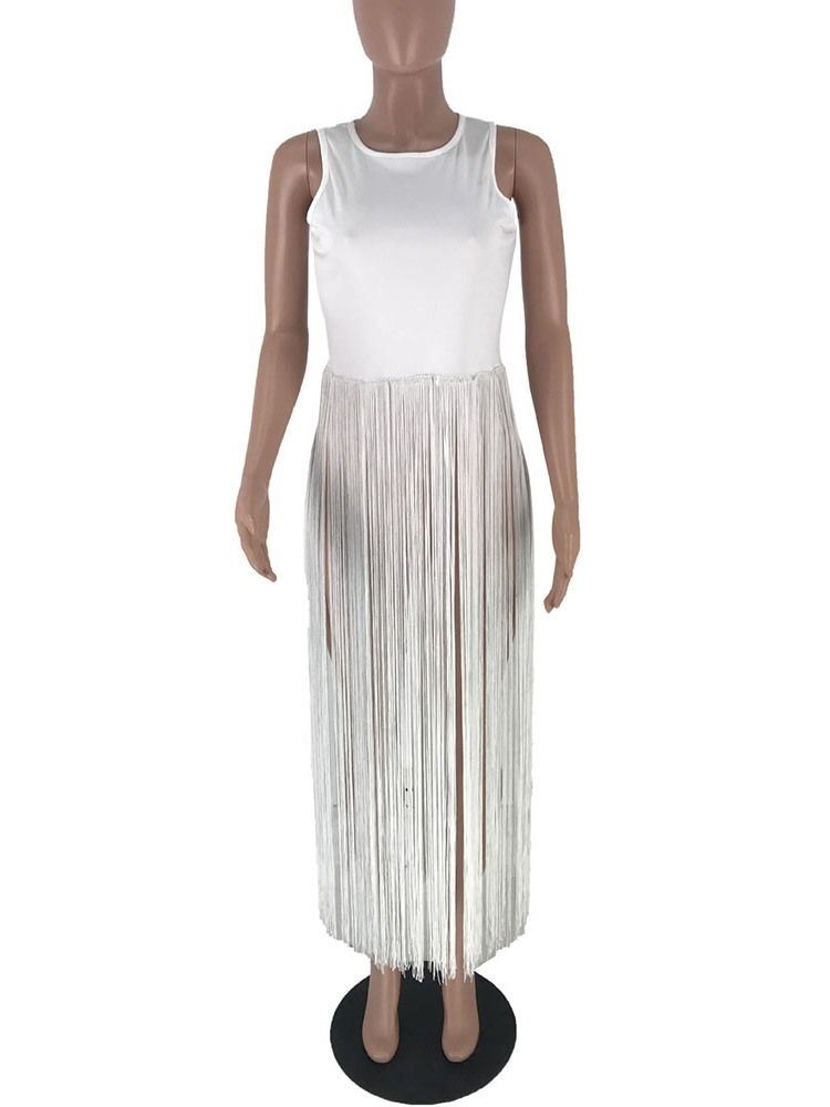 Polyester Summer Tassel Long Tank Top