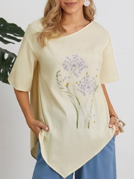 Print Blomstret Bluse Med Halve Ermer