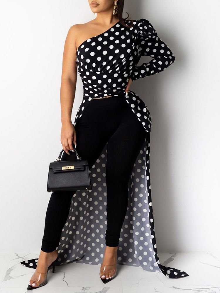 Print Polka Dots Langermet Damebluse