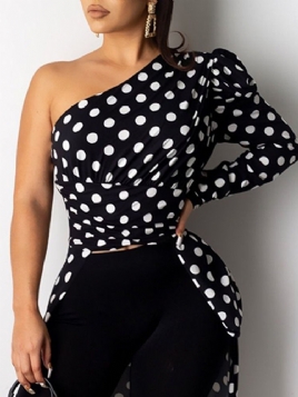 Print Polka Dots Langermet Damebluse