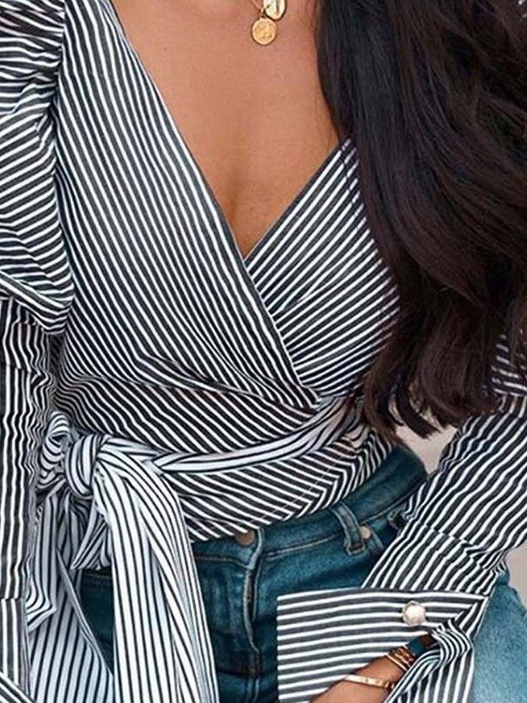 Stripe Langermet Standard Bluse