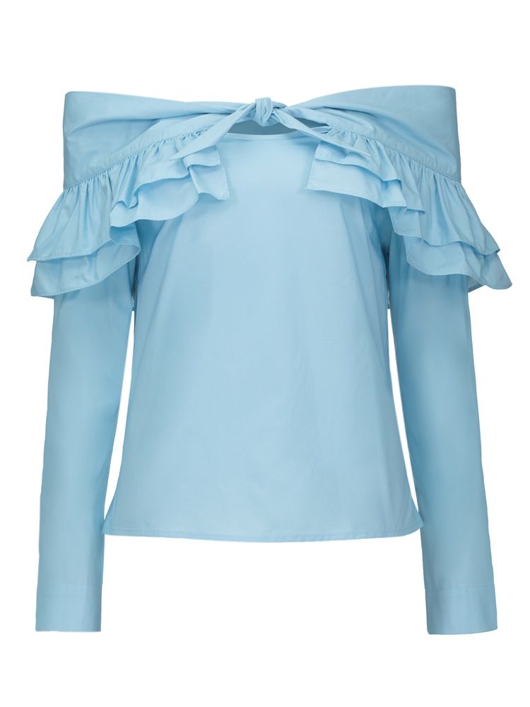 V-Hals Ruffles Bowknot Bluse