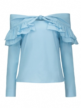 V-Hals Ruffles Bowknot Bluse