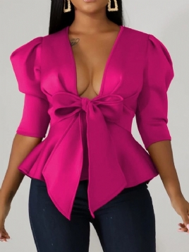 Vanlig Bowknot Vanlig Trekvartsermet Standard Bluse