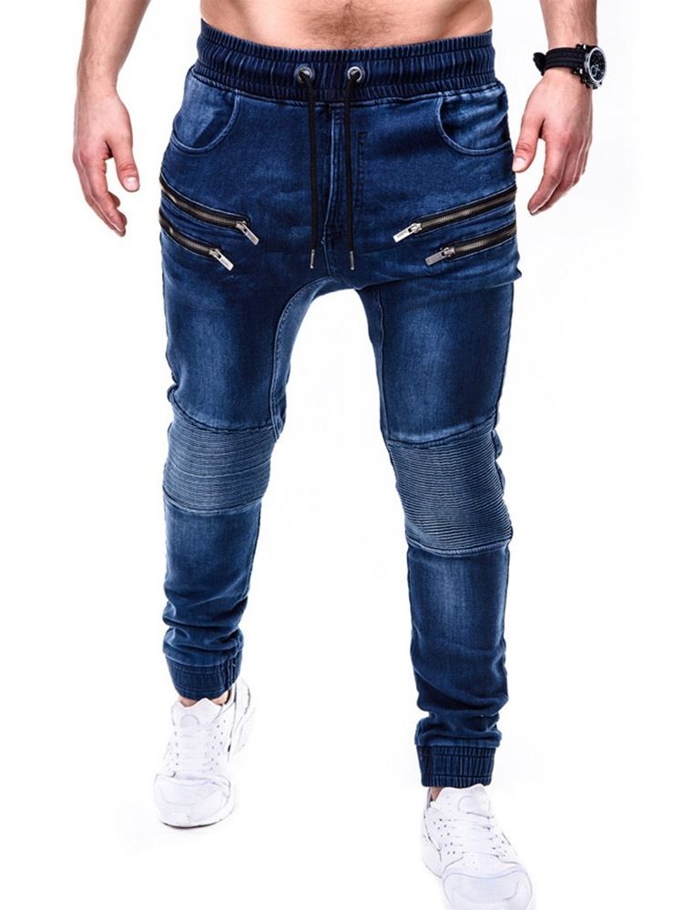 Blyant Bukser Slitt Mid Midje Hip Hop Menn Jeans