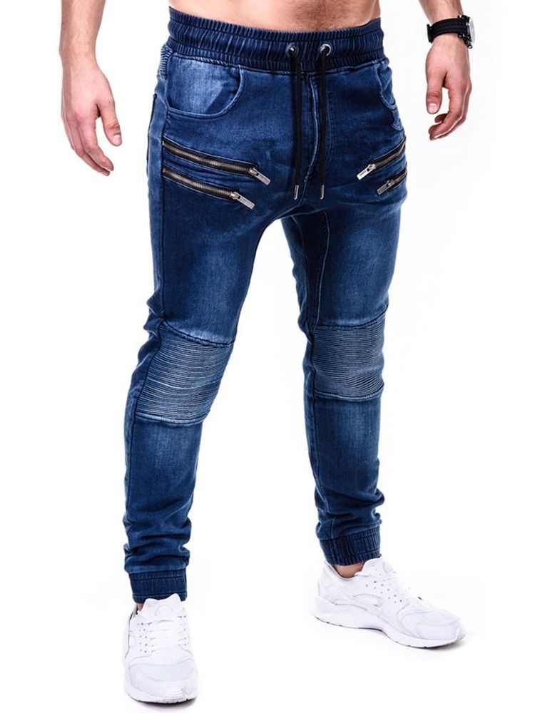 Blyant Bukser Slitt Mid Midje Hip Hop Menn Jeans