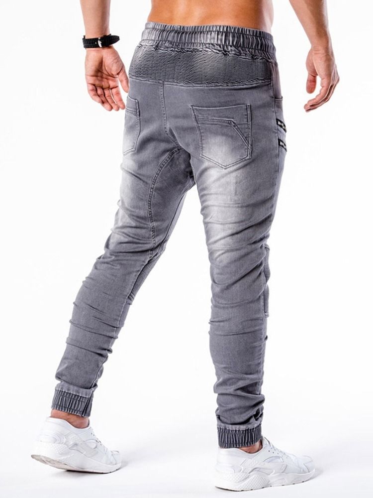 Blyant Bukser Slitt Mid Midje Hip Hop Menn Jeans