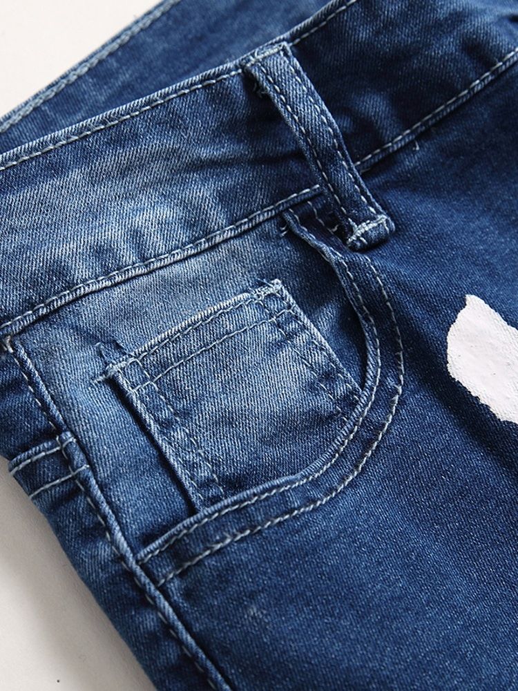 Blyantbukse Hull Midt Midje Uformelle Europeiske Jeans