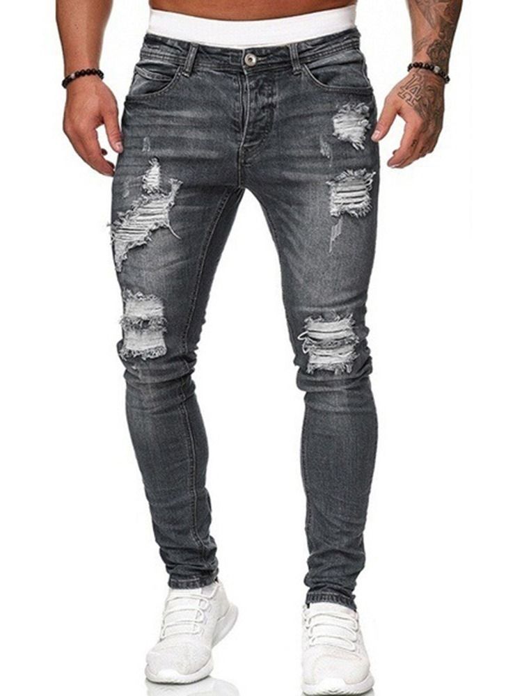 Blyantbukse Hull Vanlig Midje Glidelås Herrejeans