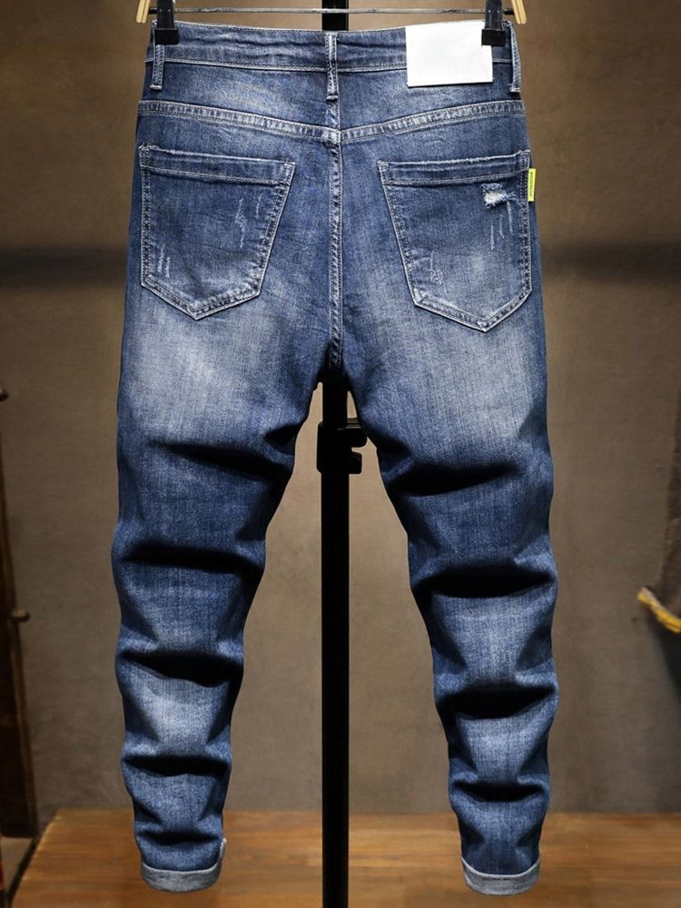 Blyantbukser Fargeblokk Slitt Midt Midje Mote Jeans For Menn