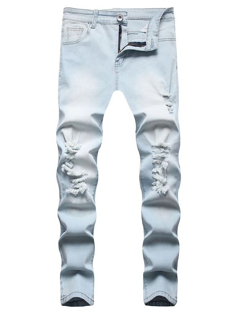 Blyantbukser Glidelås Casual Glidelås Full Lengde Jeans For Menn